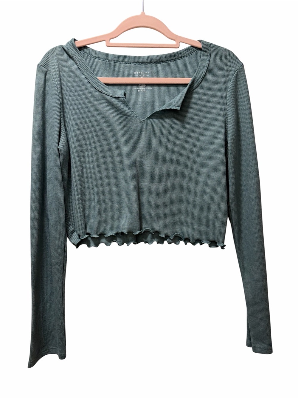 Homegirl Society Long-Sleeve Ribbed Crop Top